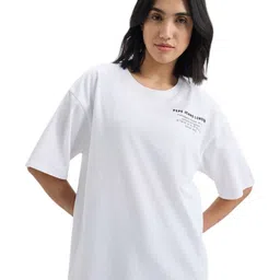 Pepe Jeans Women Graphic Printed Round Neck Cotton Oversized T-shirt-image-14