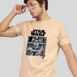 Greylongg Men Graphic Star Wars Printed Round Neck T-shirt image 1