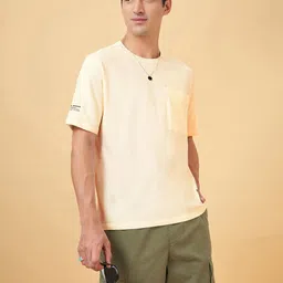 Street 808 by Pantaloons Men Solid Drop shoulder Sleeves Round Neck Pocket T-shirt-picture-33