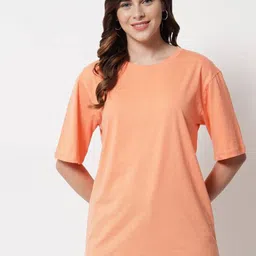 Rodzen Round Neck Short Sleeve Cotton Oversized Longline T-shirt-picture-33