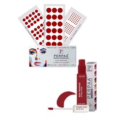 PERPAA Power Stay Non Transfer Lipstick-22 & Set of 3 Premium Bindis - Size 02,10,04-picture-2