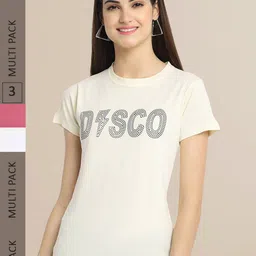 Fabflee Women Pack of 3 Printed Cotton T-shirts-image-70