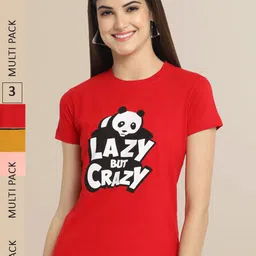 Fabflee Women Cotton Printed T-shirt Pack of 3-picture-10