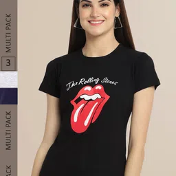 Fabflee Women Pack of 3 Printed Cotton T-shirts-picture-26