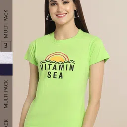 Fabflee Women Pack of 3 Printed Cotton T-shirts-picture-38