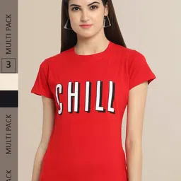 Fabflee Women Pack of 3 Printed Cotton T-shirts-picture-40