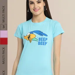 Fabflee Women Pack Of 3 Typography Printed Cotton T-shirt-picture-33