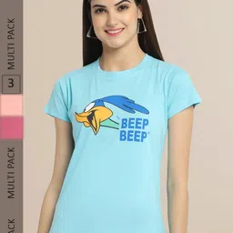 Fabflee Women Pack Of 3 Printed Cotton T-shirt-picture-21