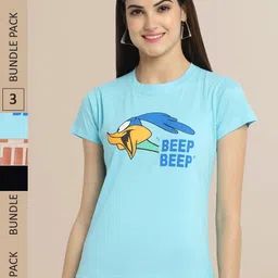 Fabflee Women Pack of 3 Printed Cotton T-shirt-image-58