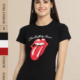 Fabflee Women Pack Of 3 Printed Cotton T-shirts-picture-24