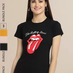 Fabflee Women Pack Of 3 Printed Cotton T-shirt-picture-29