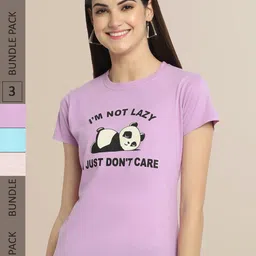 Fabflee Women Pack of 3 Printed Cotton T-shirt-picture-36