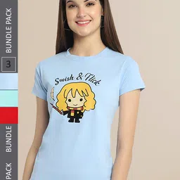 Fabflee Women Blue & Green  Pack of 3 Printed T-shirt-picture-20