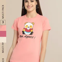 Fabflee Women Cotton Printed T-shirt Pack of 3-picture-25