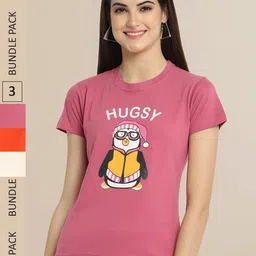 Fabflee Women Pack of 3 Cotton T-shirt-image-33