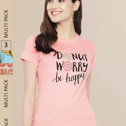 Fabflee Women Pack of 3 Printed Cotton T-shirts-image-86