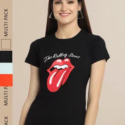 Fabflee Women Pack of 3 Printed Cotton T-shirt-image-51