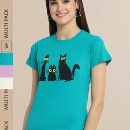 Fabflee Women Pack of 3 Printed Cotton T-shirt-picture-17