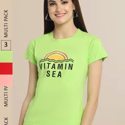 Fabflee Women Pack of 3 Cotton Printed T-shirt-picture-36