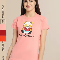 Fabflee Women Cotton Printed T-shirt Pack of 3-picture-37