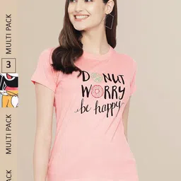 Fabflee Women Pack of 3 Printed Cotton T-shirts-picture-15