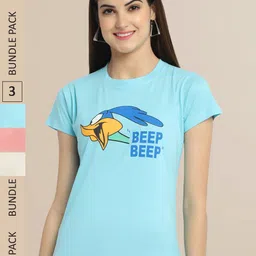 Fabflee Women Pack of 3 Printed Cotton T-shirts-picture-39