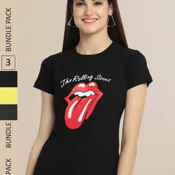 Fabflee Women Pack of 3 Printed Cotton T-shirts-picture-14