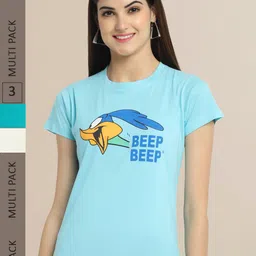 Fabflee Women Pack of 3 Printed Cotton T-shirts-picture-35