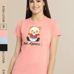 Fabflee Women Pack Of 3 Printed Cotton T-shirt-image-70
