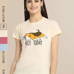 Fabflee Women Pack Of 3 Printed Cotton T-shirt-picture-32