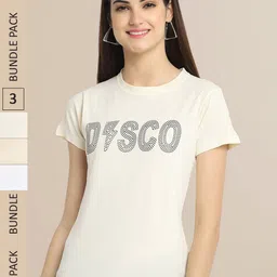 Fabflee Women Pack of 3 Typography Printed Cotton T-shirts-picture-25