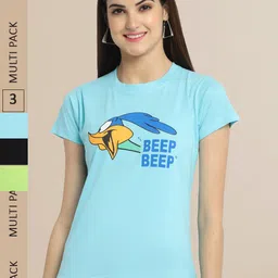 Fabflee Pack Of 3 Women Typography Printed Cotton T-shirt-picture-29