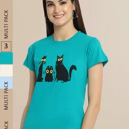 Fabflee Women Pack of 3 Printed Cotton T-shirt-picture-36