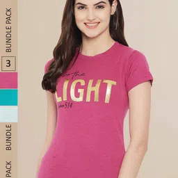 Fabflee Women Pack of 3 Printed Cotton T-shirts-image-74