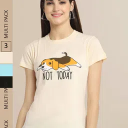 Fabflee Women Pack of 3 Printed Cotton T-shirt-image-55