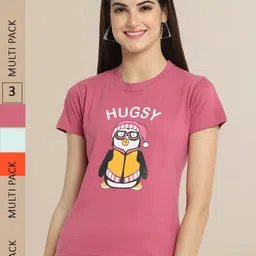 Fabflee Women Pack of 3 Printed Cotton T-shirt-picture-31