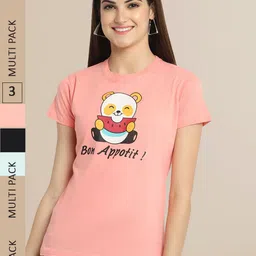 Fabflee Women Pack of 3 Typography Printed Typography Printed T-shirt-picture-18