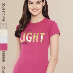 Fabflee Women Pack of 3 Typography Printed Cotton T-shirt-picture-16