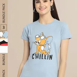 Fabflee Women Pack Of 3 Printed Cotton T-shirts-picture-10