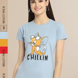 Fabflee Women Pack of 3 Printed Cotton T-shirt-picture-28