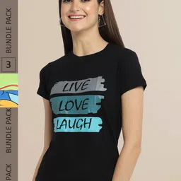 Fabflee Women Typography  Pack of 3 T-shirt image 1