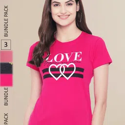 Fabflee Women Pack Of 3 Printed Cotton T-shirts-picture-17