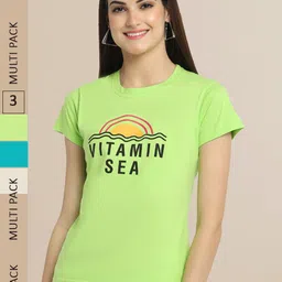 Fabflee Women Pack of 3 Typography Printed Cotton T-shirt-picture-19