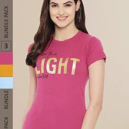 Fabflee Women Pack of 3 Printed Cotton T-shirts-picture-11