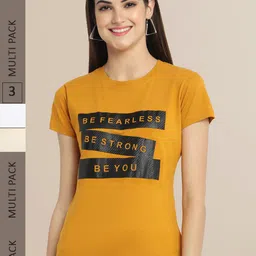 Fabflee Women Pack of 3 Printed Cotton T-shirts-image-97