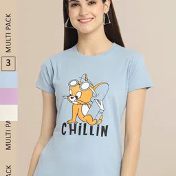 Fabflee Pack Of 3 Women Typography Printed Cotton T-shirt-picture-18