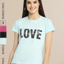 Fabflee Women Pack of 3 Printed Cotton T-shirts-picture-19