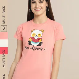 Fabflee Women Multicoloured Sports 3 Printed Drop-Shoulder Sleeves T-shirt-picture-12