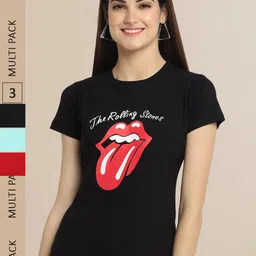 Fabflee Women Pack of 3 Printed Cotton T-shirts-picture-24