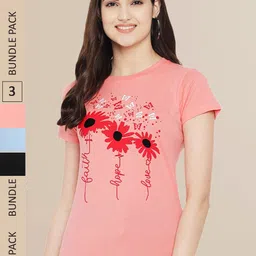 Fabflee Women Pack of 3 Printed Cotton T-shirt-picture-27